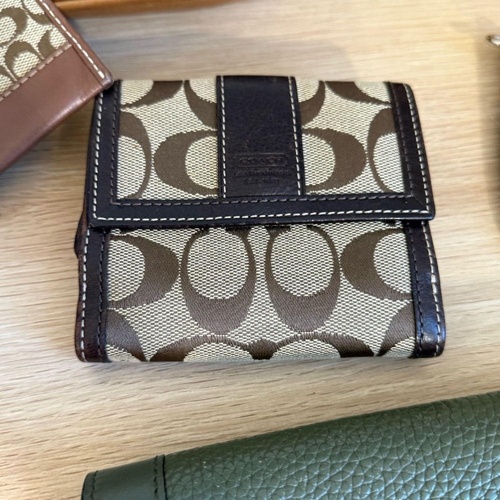 Coach Brown and Black Signature Wallet